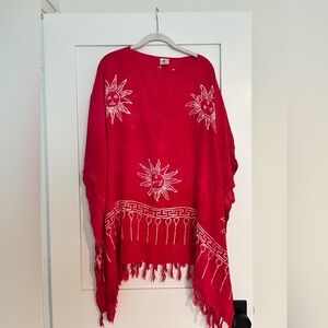 Red Sun Patterned Swim Coverup